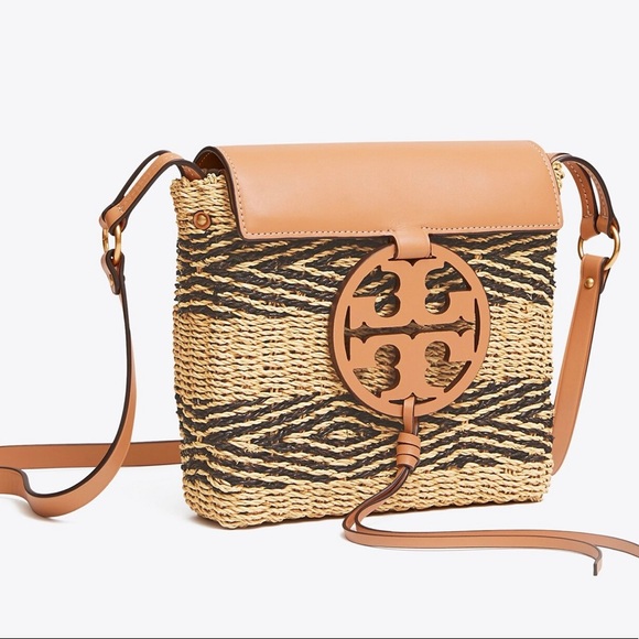 Tory Burch Miller stripe straw crossbody with dust bag - Picture 4 of 12